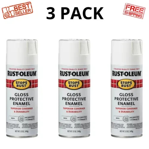 WHITE, Rust-Oleum Stops Rust Protective Enamel Gloss White Spray Paint 36 oz