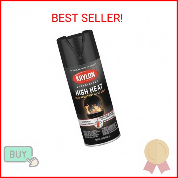 Krylon K01618777 High Heat Satin Black, 12 Ounce (Pack of 1)