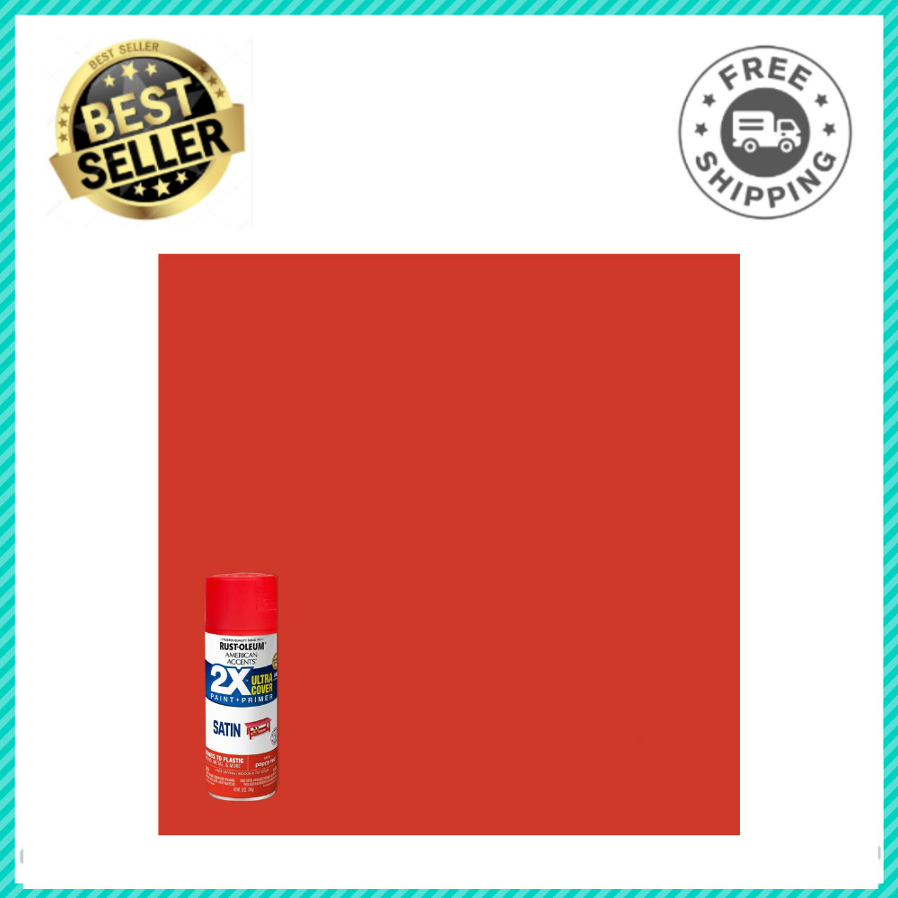 Poppy Red, Rust-Oleum American Accents 2X Ultra Cover Satin Spray Paint- 1 Pack