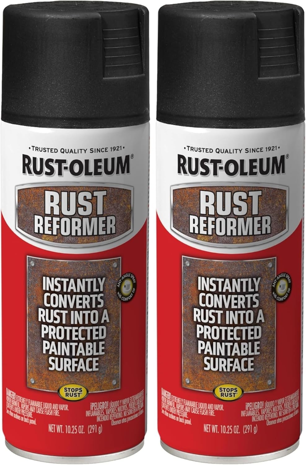 2 pack Rust-Oleum Stops Rust Converter Reformer Spray Flat Black Finish 10.25 oz