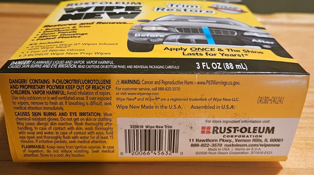 Rust-Oleum Wipe New Trim Restore Kit – 353616 – 3 Wipes + Nitrile Gloves