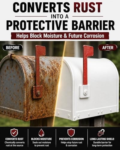 2-in-1 Rust Converter & Metal Primer with Built-In Brush, Water-Based Rust Tr…