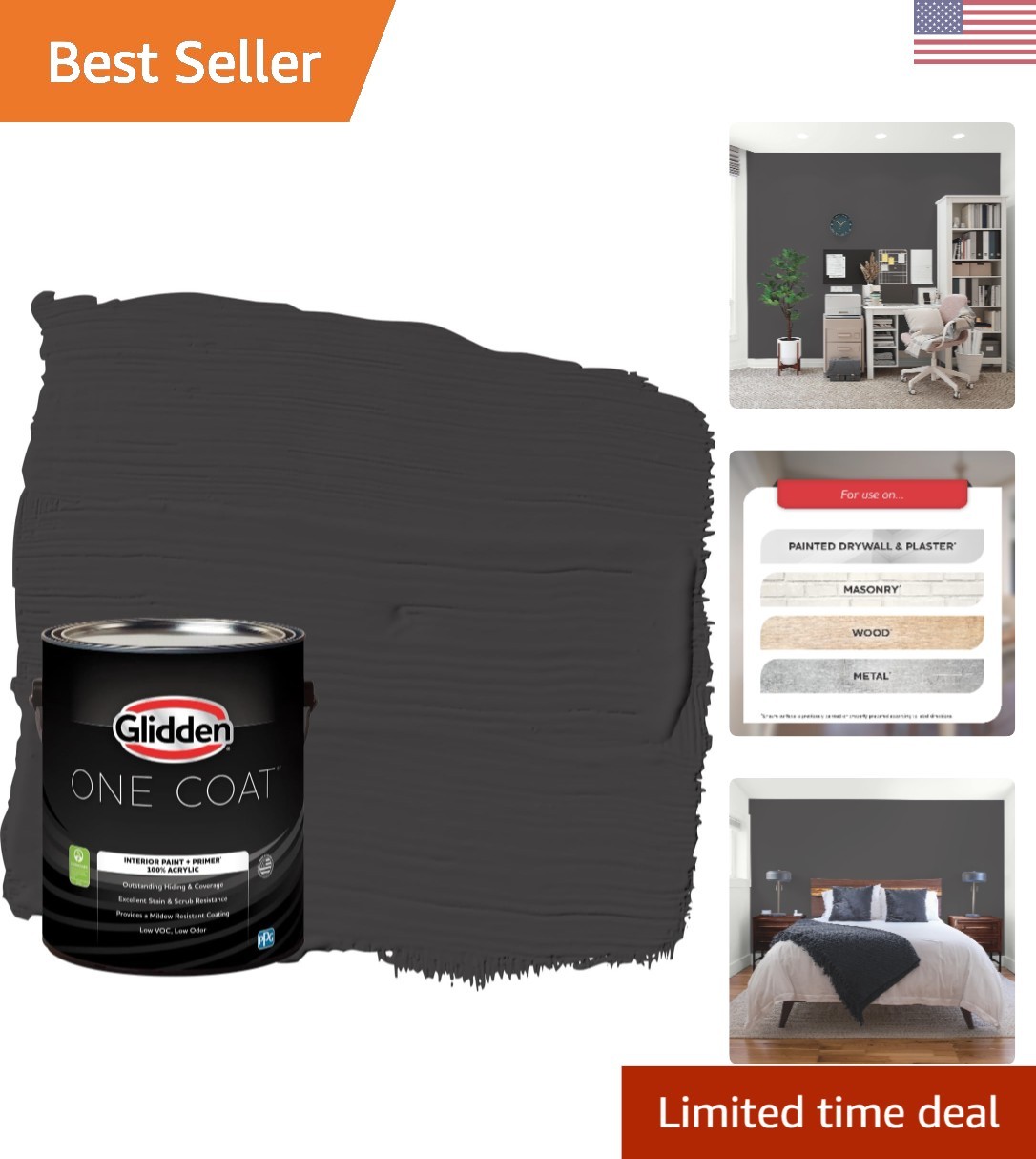 Washable 1 Gallon Flat Black Magic Paint + Primer for Effortless Room Makeovers