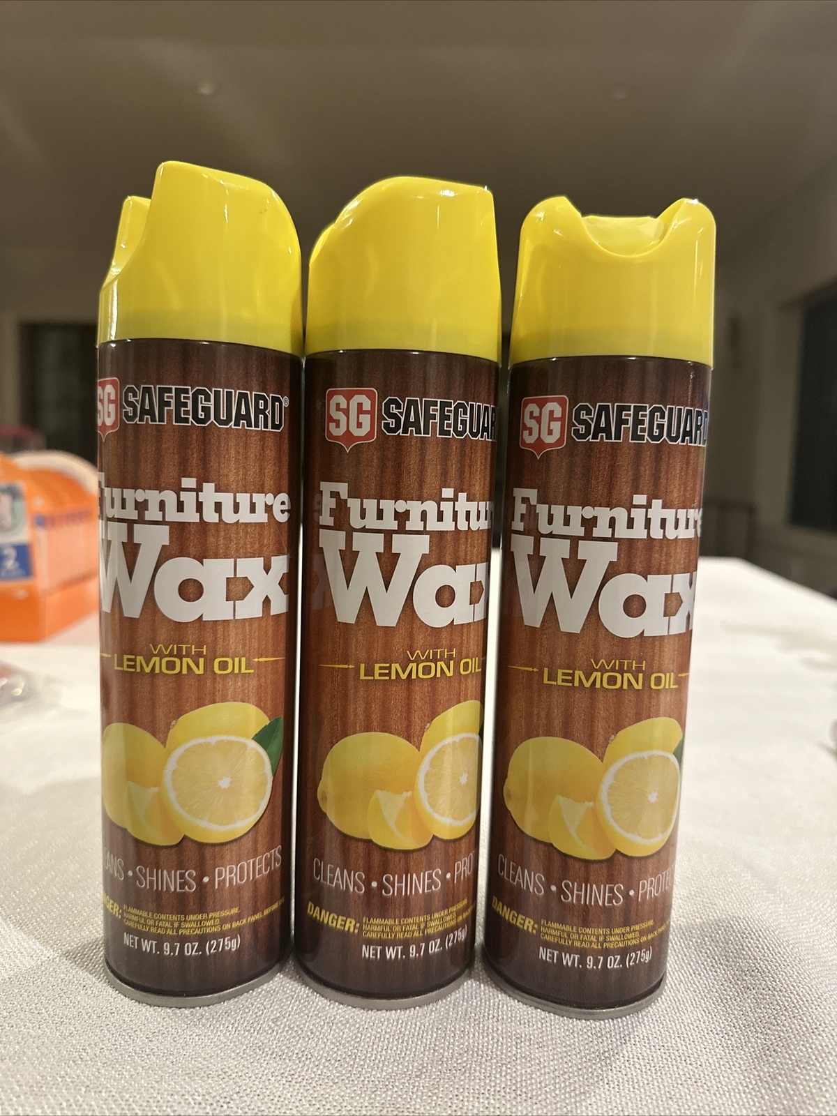 safe guard furniture wax 3 Bottles Spray Lemon Oil Cleans Shines Protect Lot New