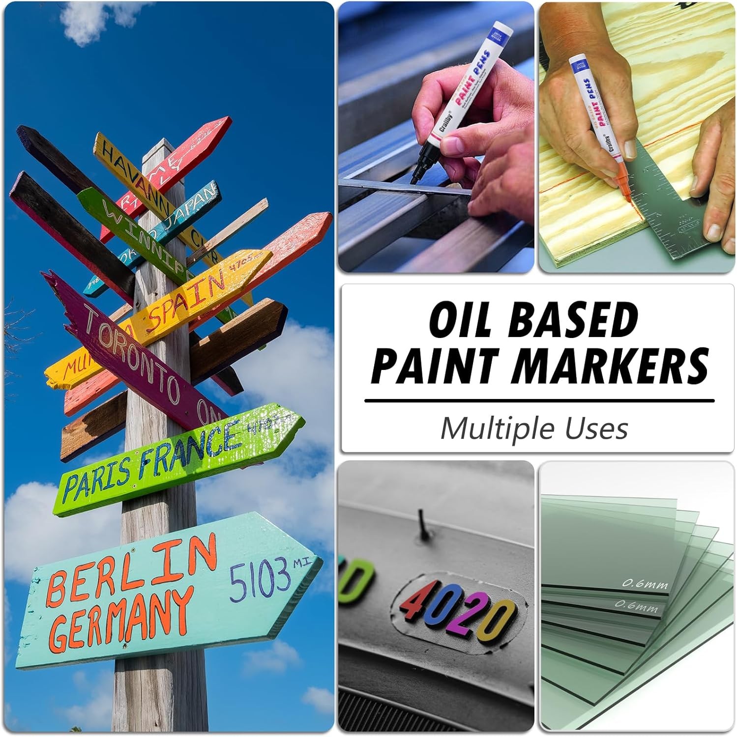 Yellow Paint Markers, 2 Pack Oil-Based Waterproof Quick Dry Permanent Paint Pen
