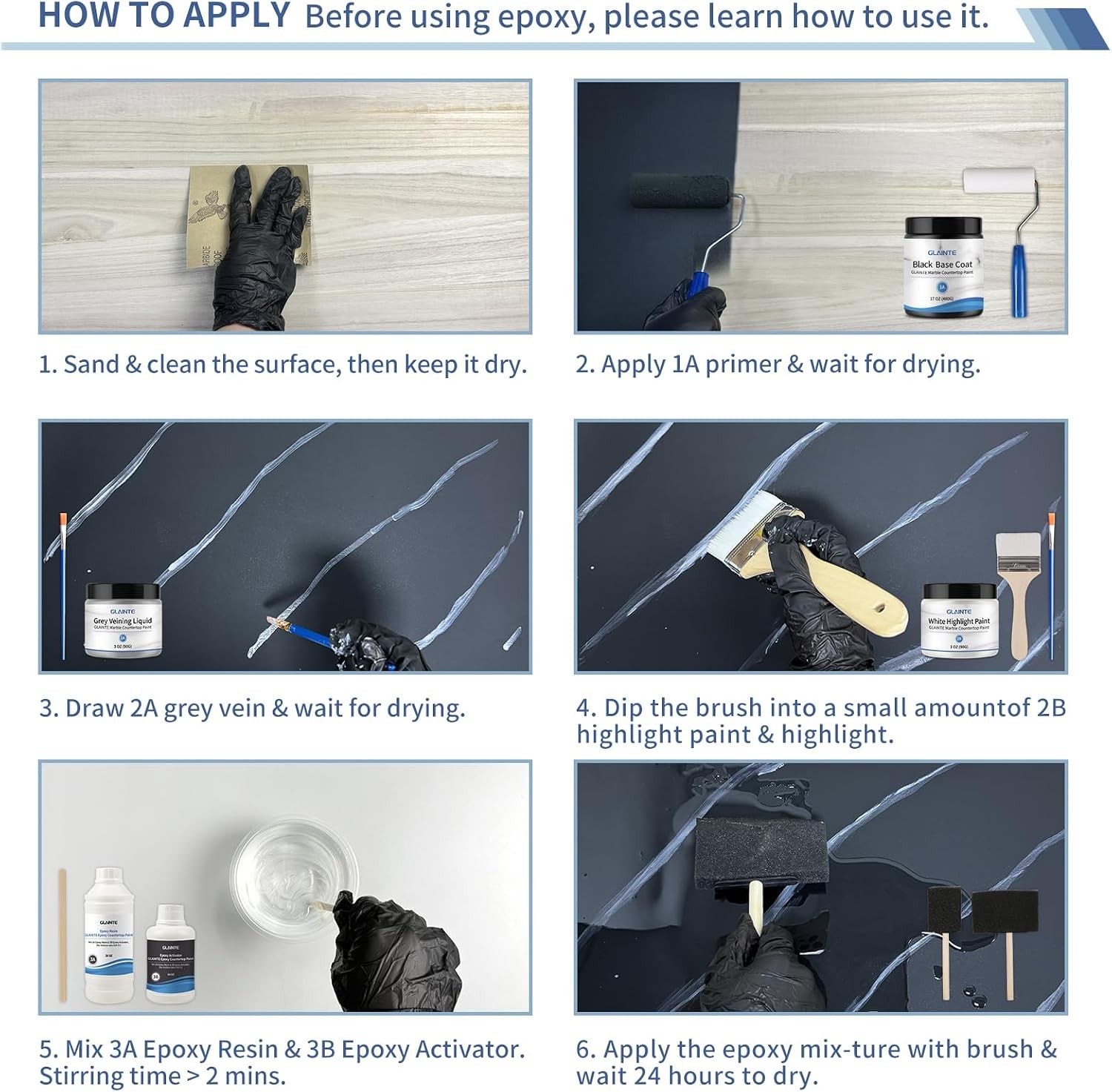 Black Marble Countertop Paint Kit Epoxy Countertop Refinishing Paint Kit, Kitche
