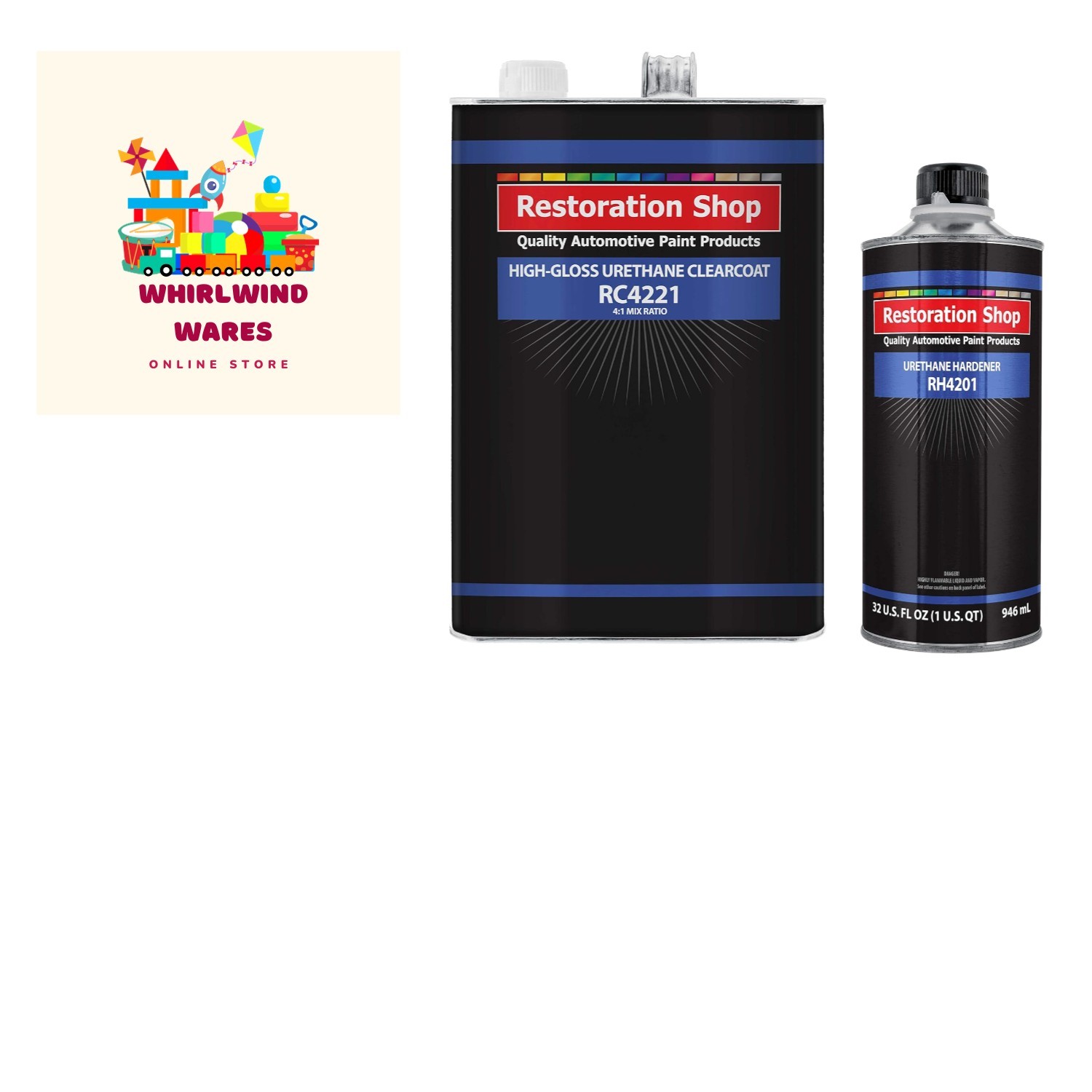 2.1 VOC High Gloss Automotive Urethane Clear Gallon Kit with Hardener nets Ou…