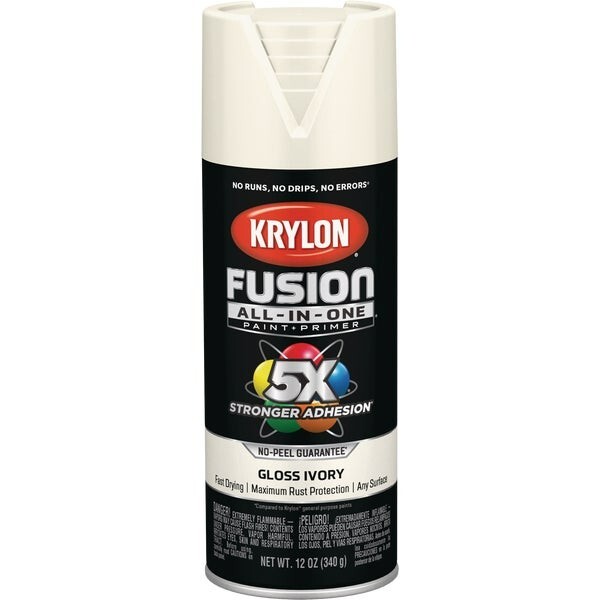 12-Krylon Fusion All-In-One Gloss Spray Paint & Primer, Ivory Model: K02711007