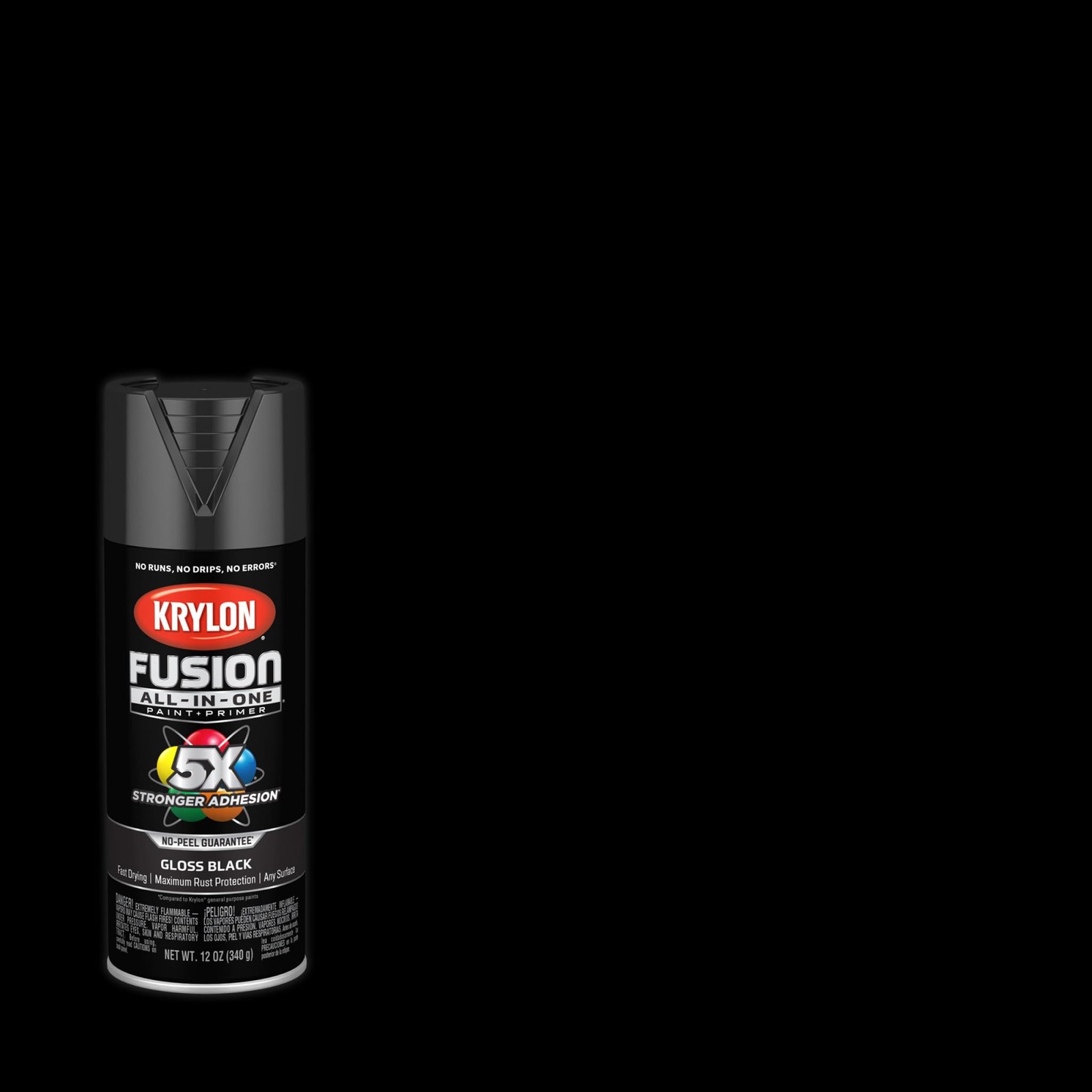 Krylon Fusion All-In-One Spray Paint for Indoor/Outdoor Use, Gloss Black , 12 Oz