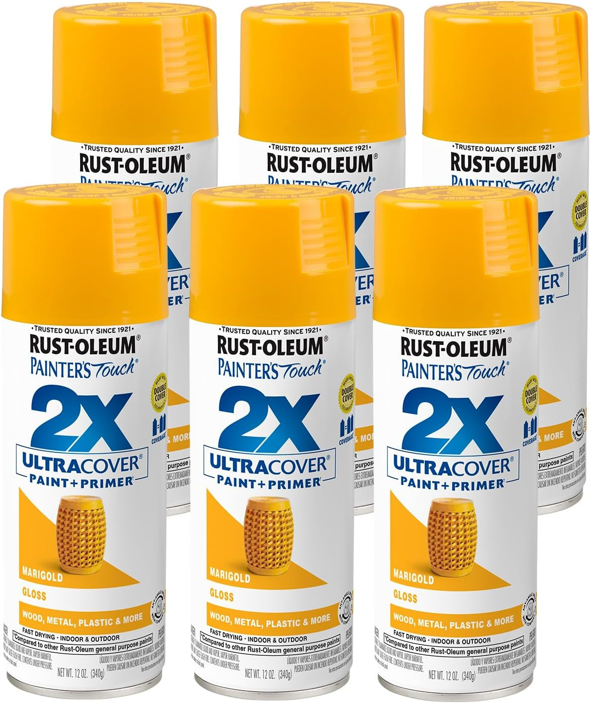 249862 Gloss Marigold Painters Touch 2X Spray Paint, 12 Oz., Aerosol Can (Pack o