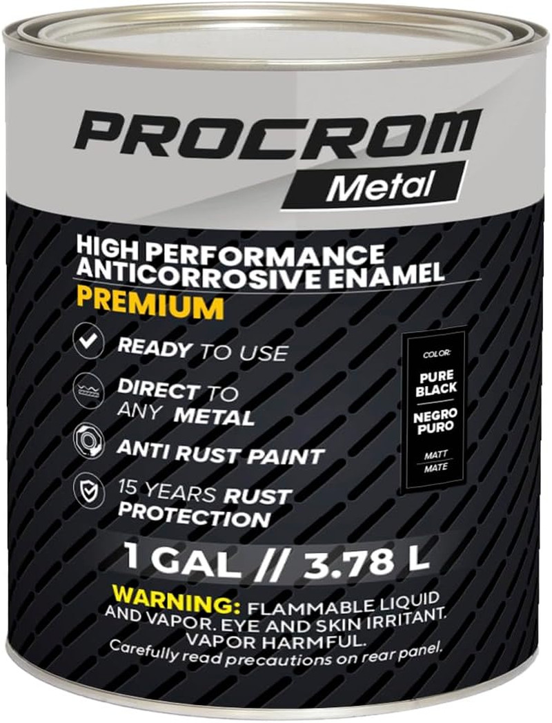 Premium Matte Black Metal Paint – 1 Gallon, Fast-Dry, 15-Year Anti-Rust