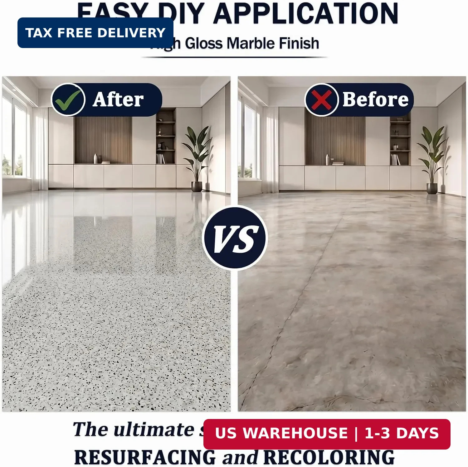 Epoxy Colored Sand Floor Paint for Concrete, Self-Leveling Coating | High-Gloss,