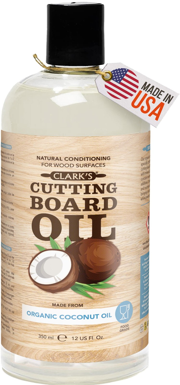 CLARK’S Cutting Board Oil – Coconut Extract – 12 Oz, – 12 Oz