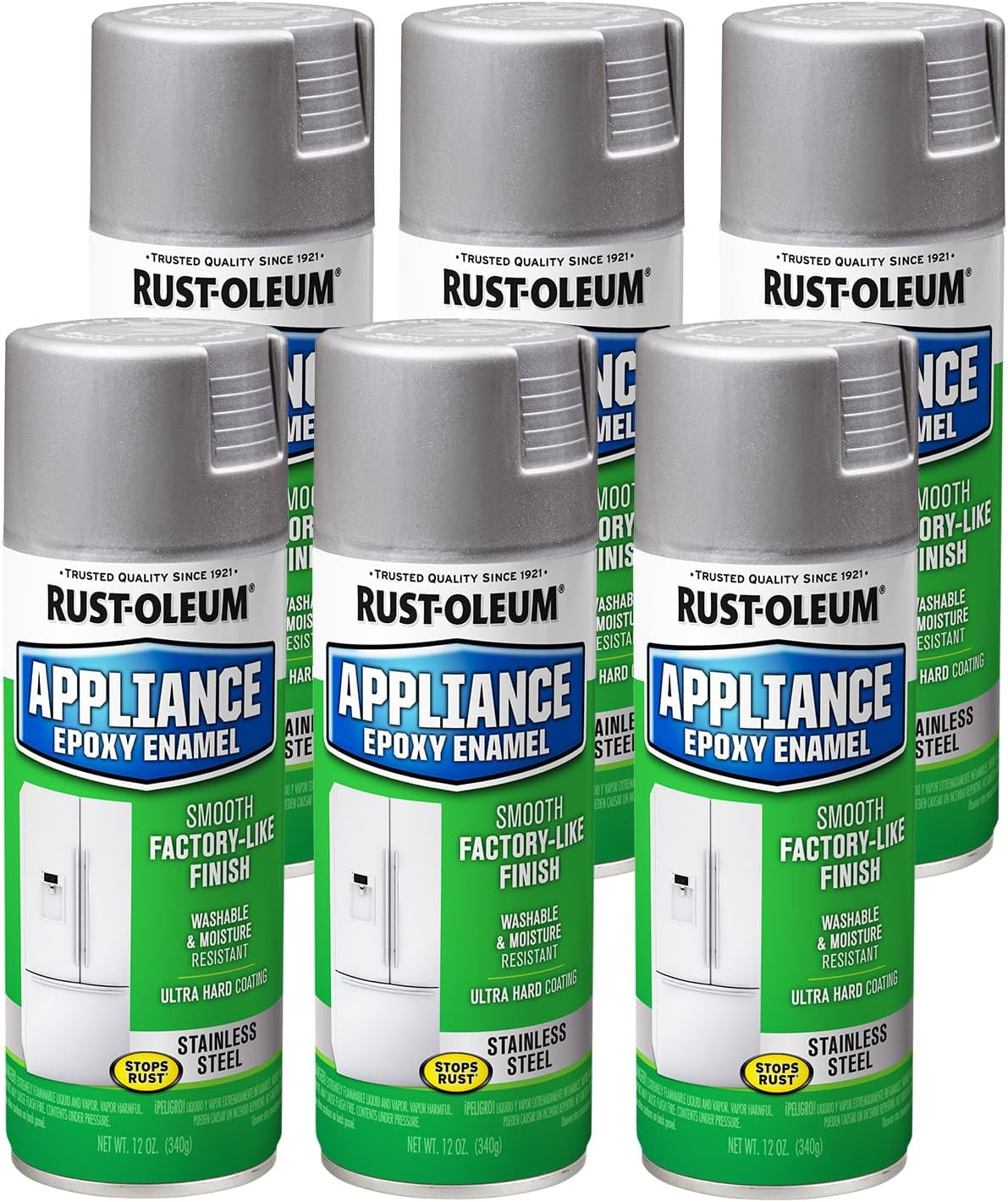 Rust Oleum Appliance Epoxy Spray Paint 12 Ounce Pack Of 6 Glossy Finish