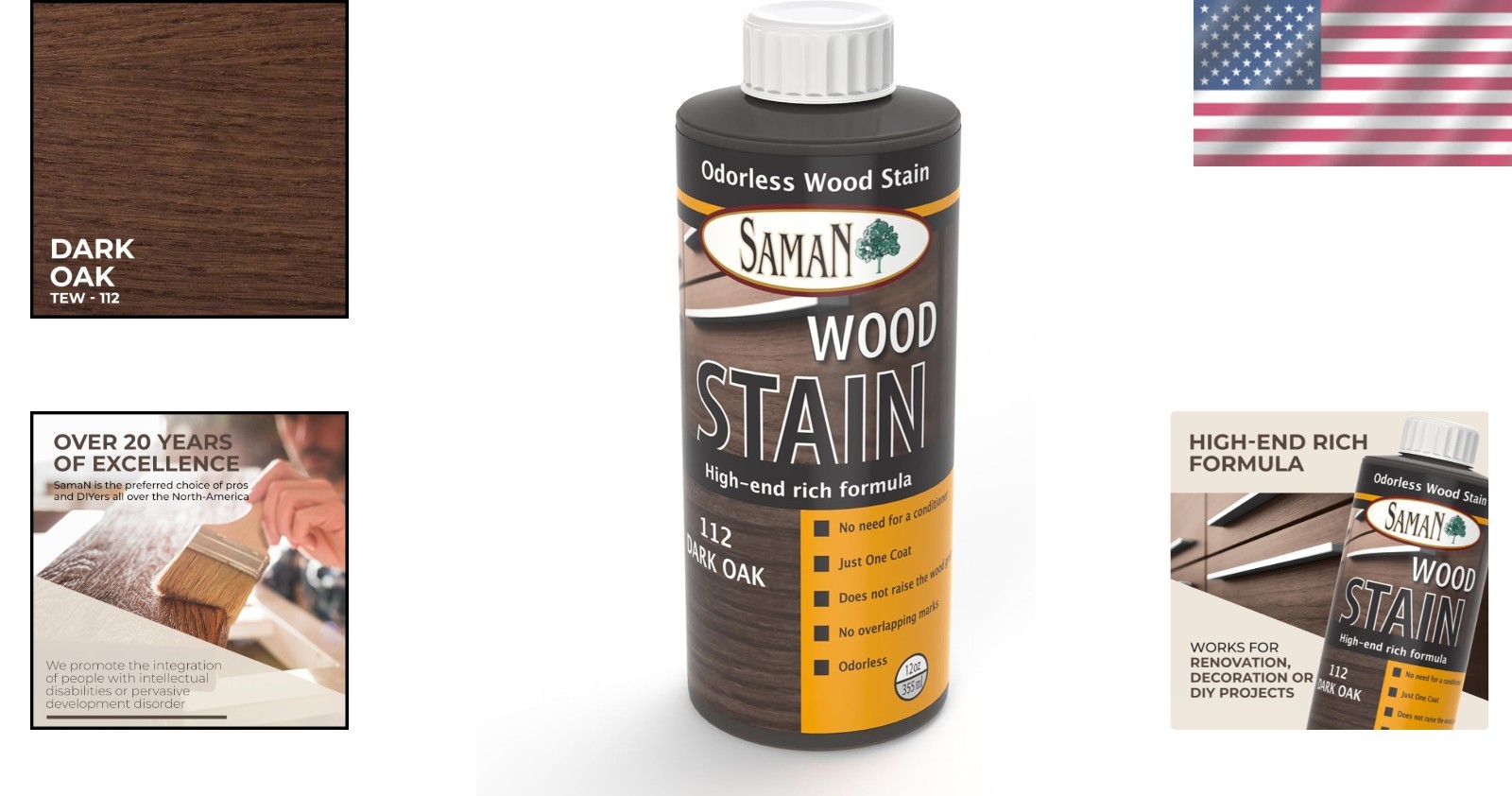 Dark Oak Interior Water-Based Wood Stain, 12 oz – Safe & Easy Application