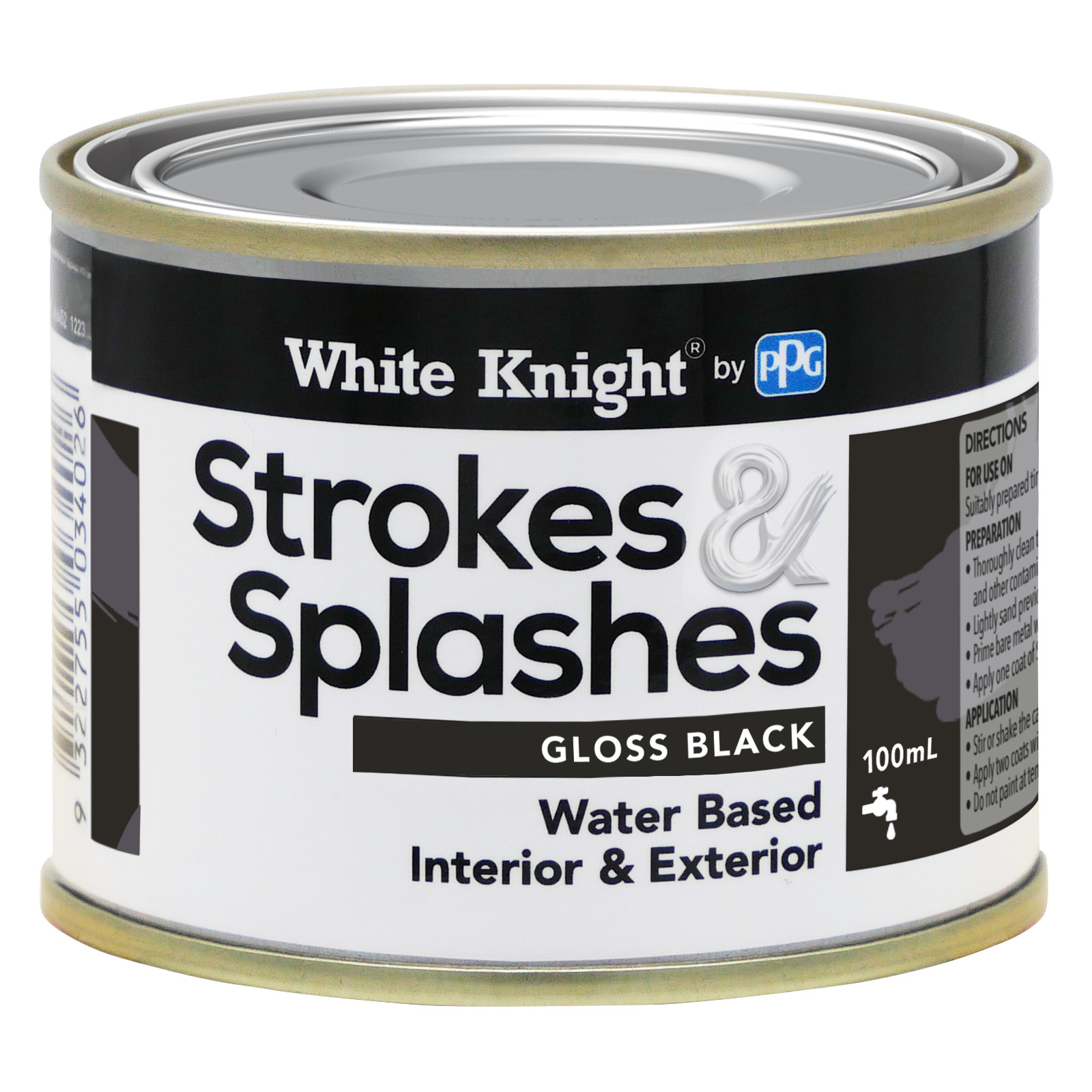 White Knight 100ml Black Gloss Strokes And Splashes Paint