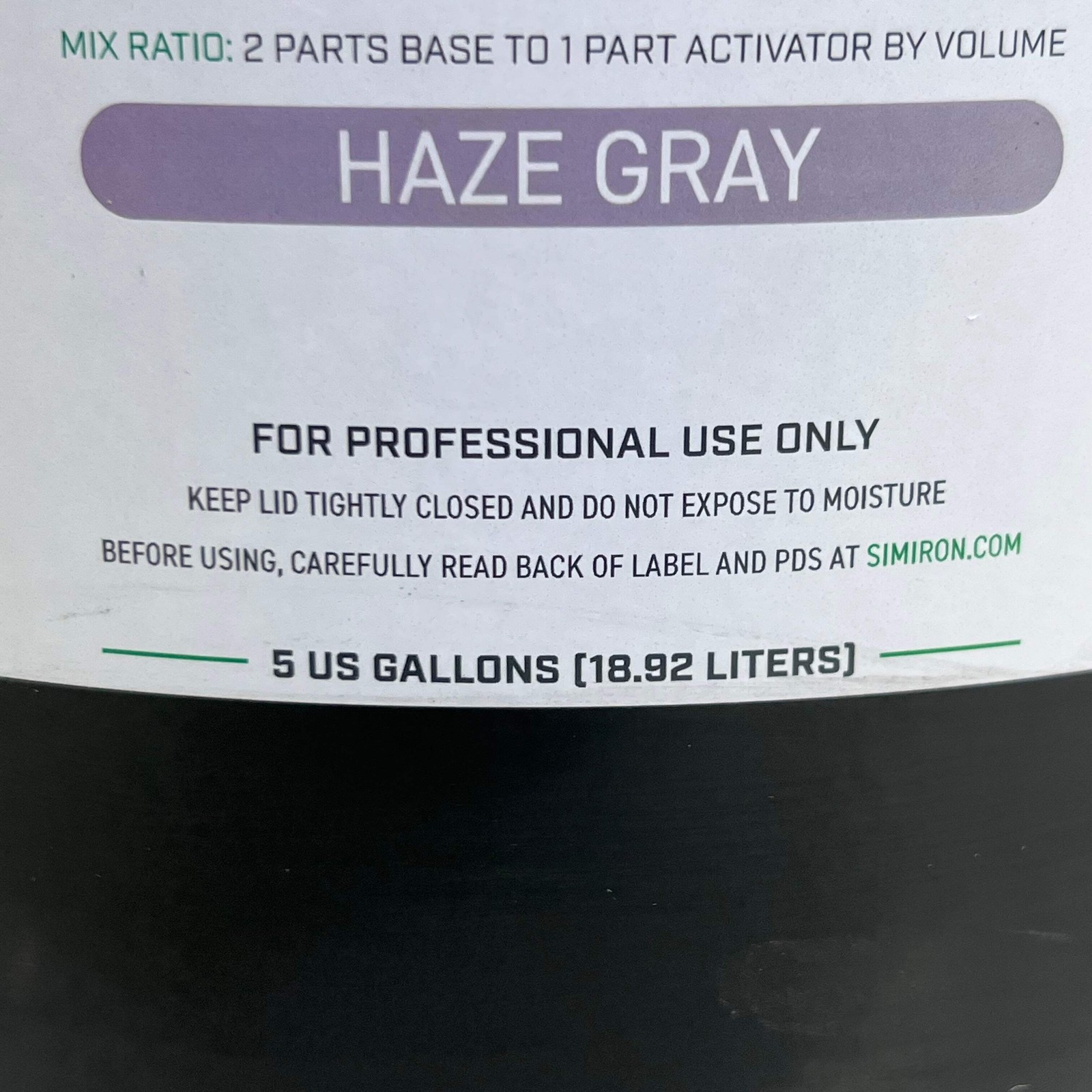 SIMIRON Polyurea Slow Cure Base, Haze Gray 5 GAl. 40009823