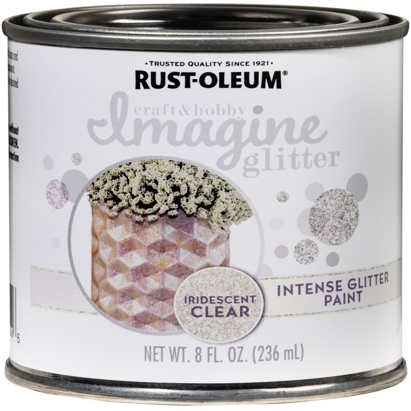 Rust-Oleum 345700 Iridescent Clear Craft & Hobby Glitter Paint 8 oz. (Pack of 4)