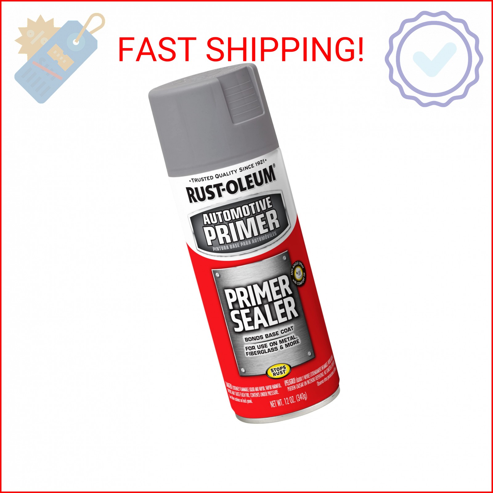 Rust-Oleum 249321 Automotive Primer Sealer Spray, 12 oz, Gray