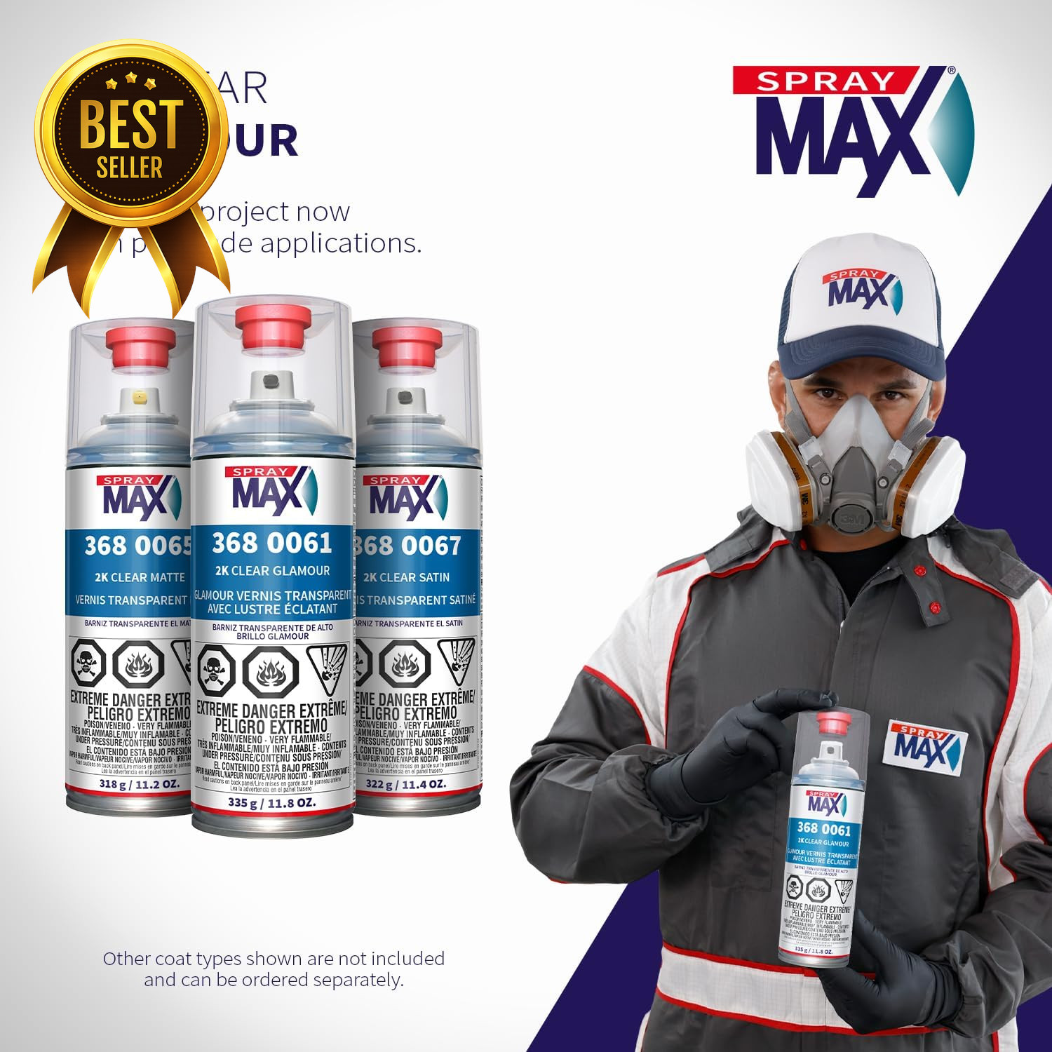 2K Automotive Clear Coat Spray High Gloss UV Resistant Scratch Resistant 11.8oz