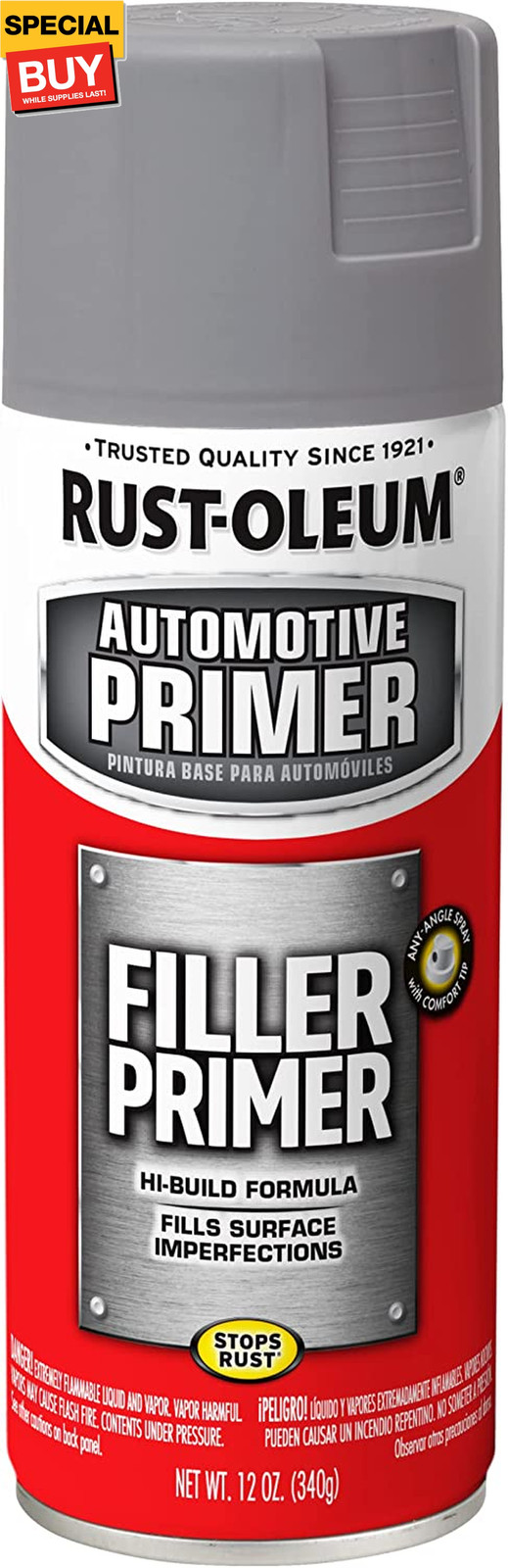 , Gray, Gray 249279 Automotive Filler Primer Spray Paint, 11 oz, 11 Ounce, 11 Fl