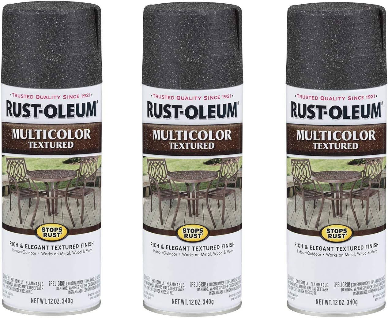 Rust-Oleum 223525-3PK Stops Rust Multi-Color Textured Spray Paint, 12 oz, Aged I