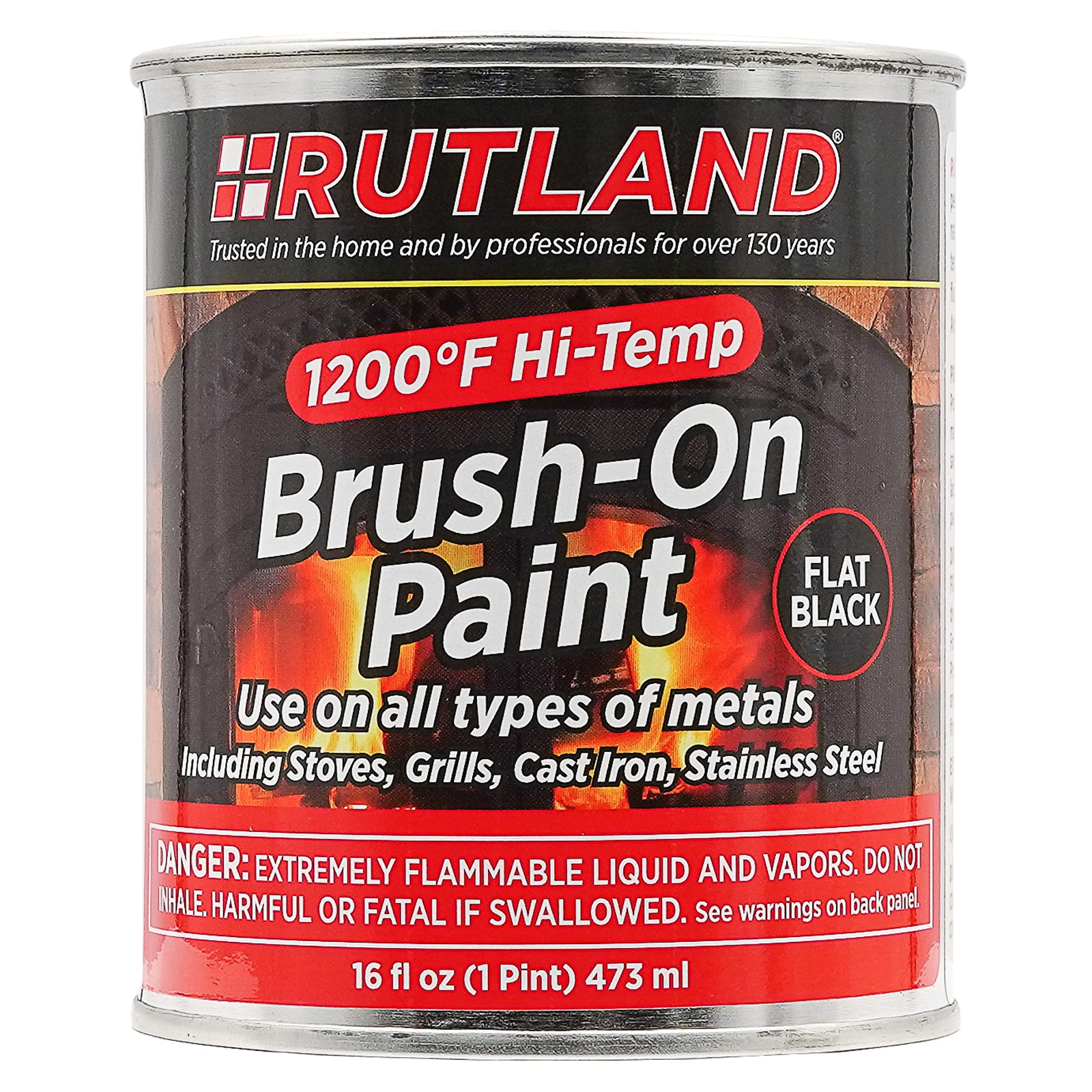 Black Rutland 1200degree F Brushon Flat Stove Paint 16 Fluid Ounce Fl Oz pack O