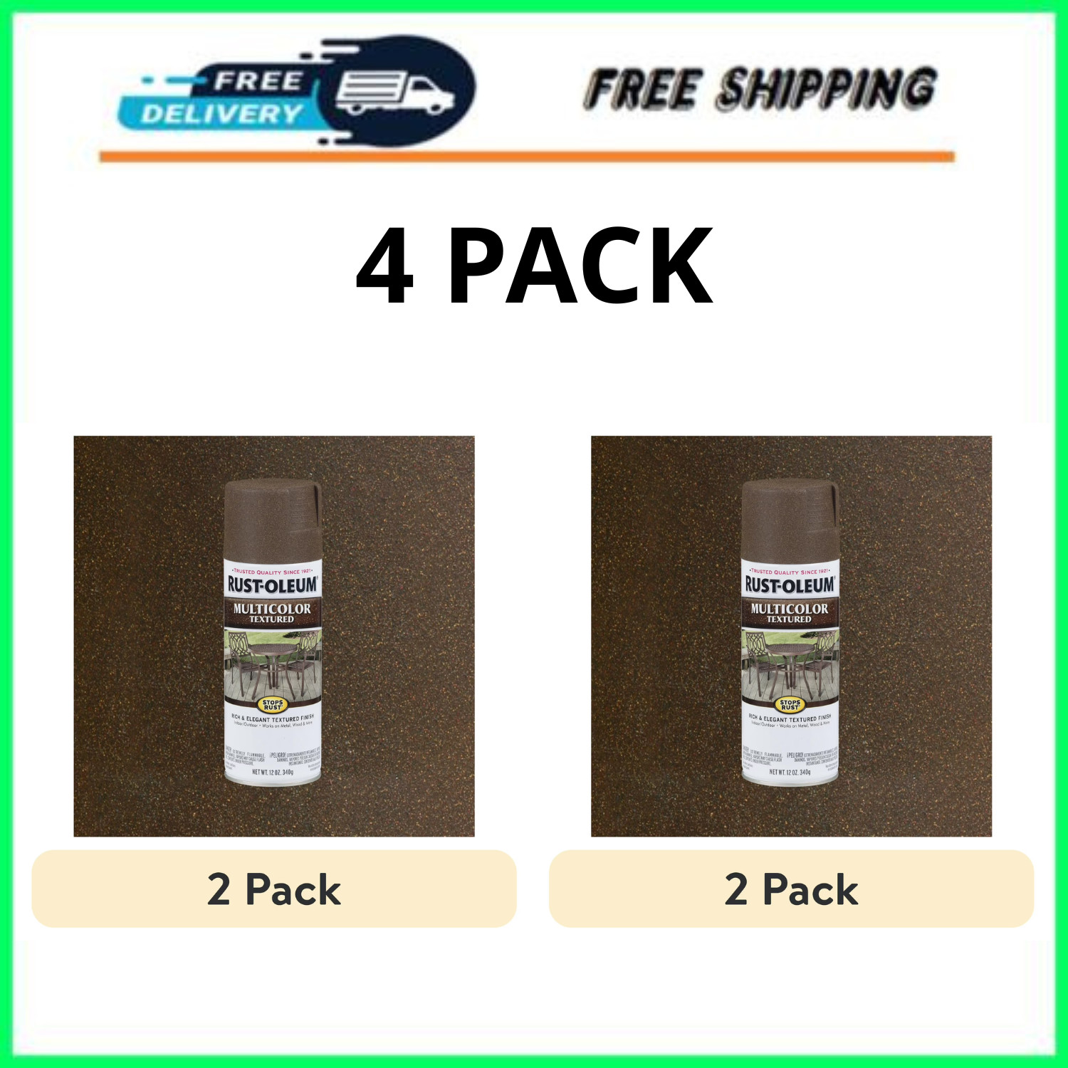 Rust-Oleum Stops Rust Textured Spray Paint Autumn Brown 223523 12oz 4 Pack
