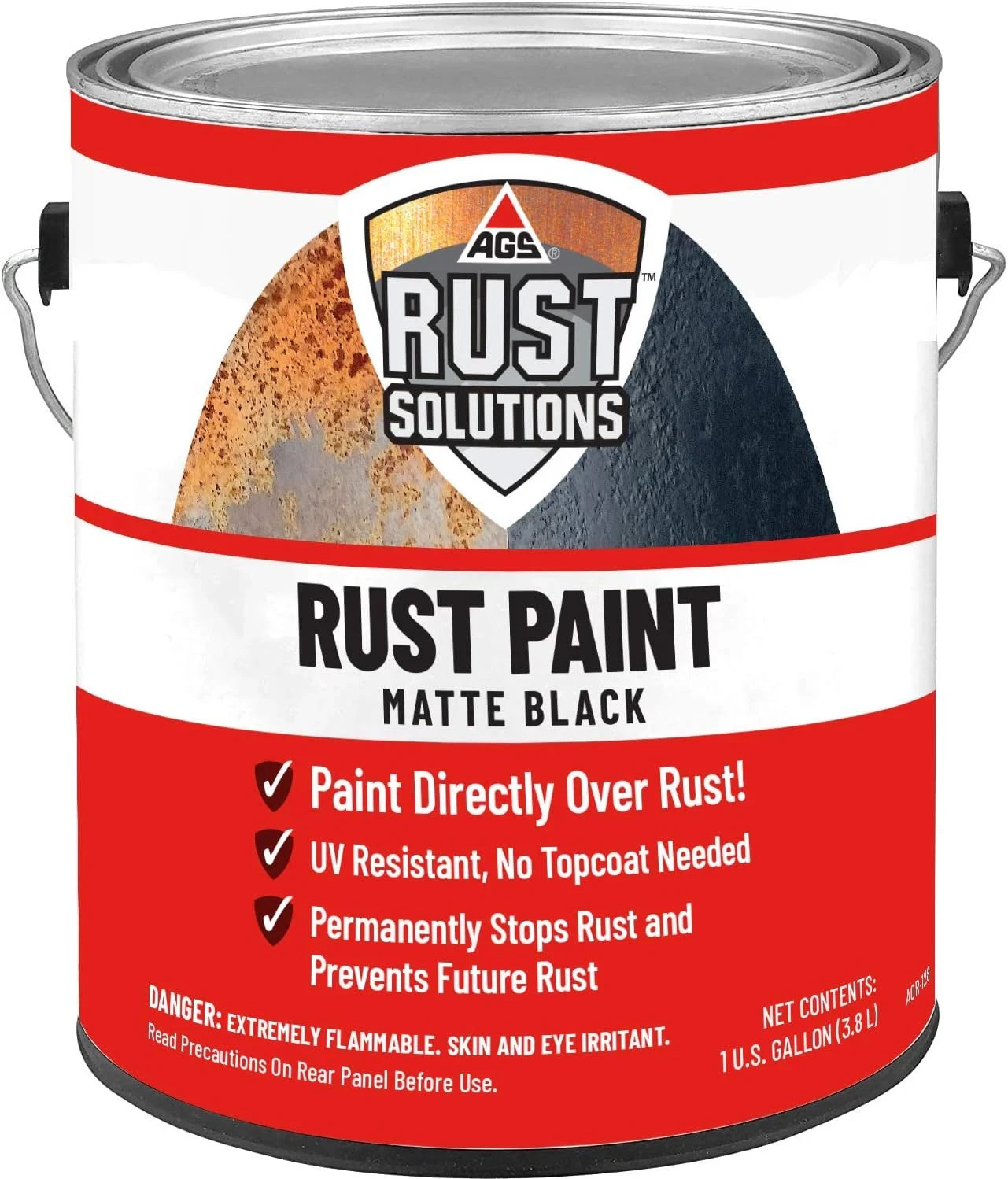 Apply over Rust Paint, Matte Black Finish, 1 Gallon, AOR-128