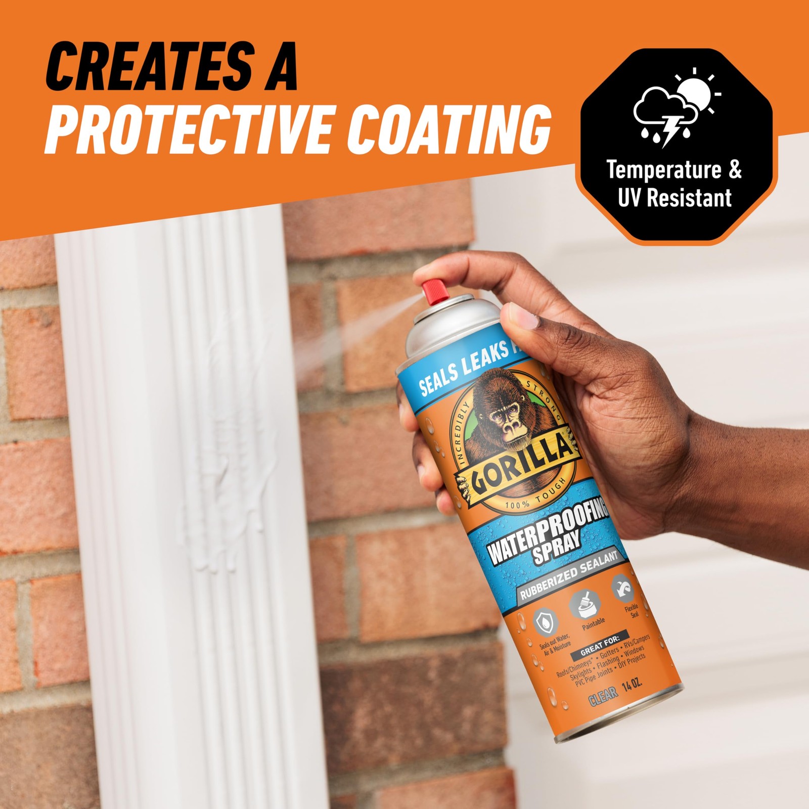 Gorilla Waterproofing Spray Clear, Flexible Rubberized 2 – Pack, Clear