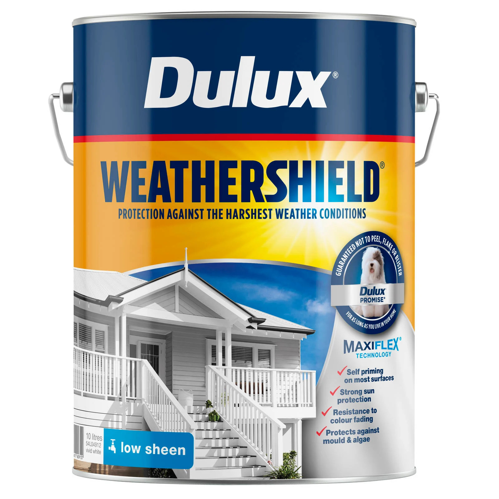 Dulux 10L Vivid White Low Sheen Weathershield Exterior Paint