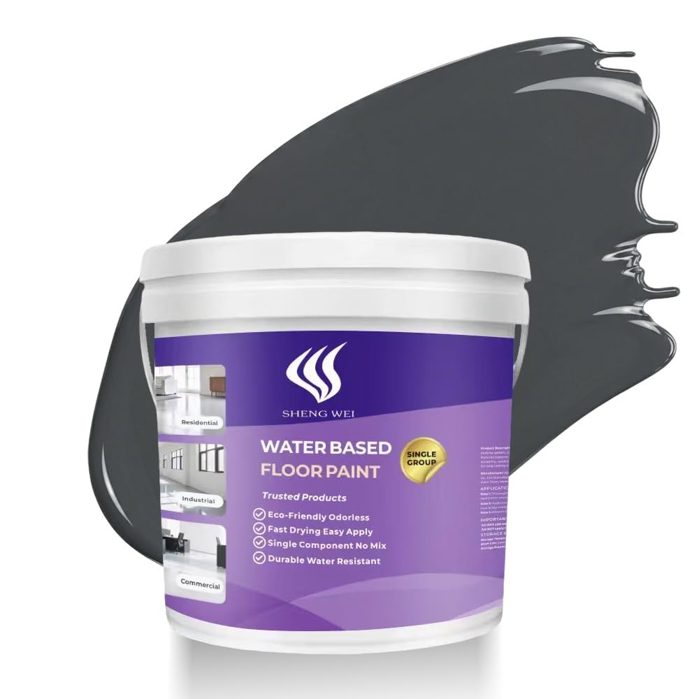 1 Gallon Dark Gray Floor Paint – Water-Based One-Component Concrete Sealer, 1…