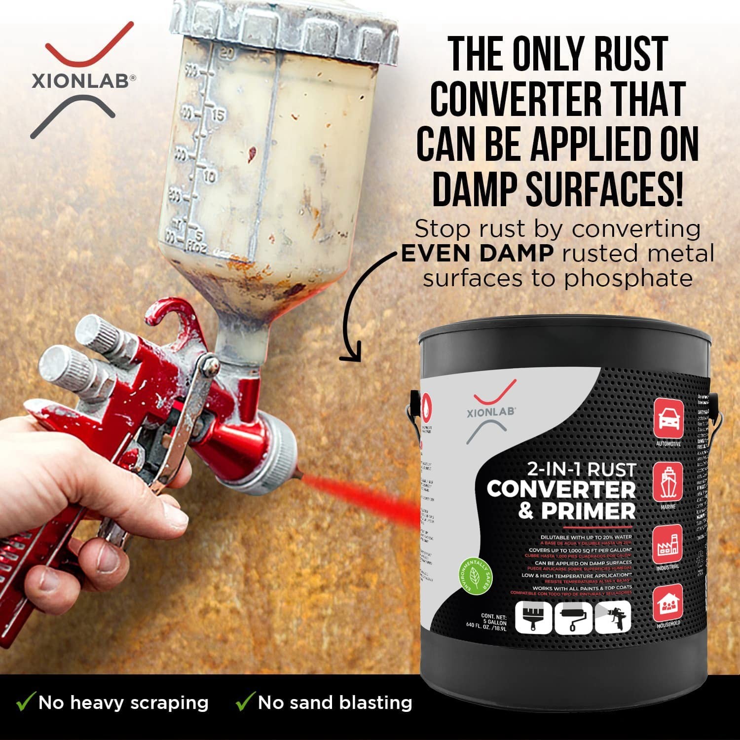 2-in-1 Rust Converter & Metal Primer – UV Resistant, Industrial Grade, Covers 4X