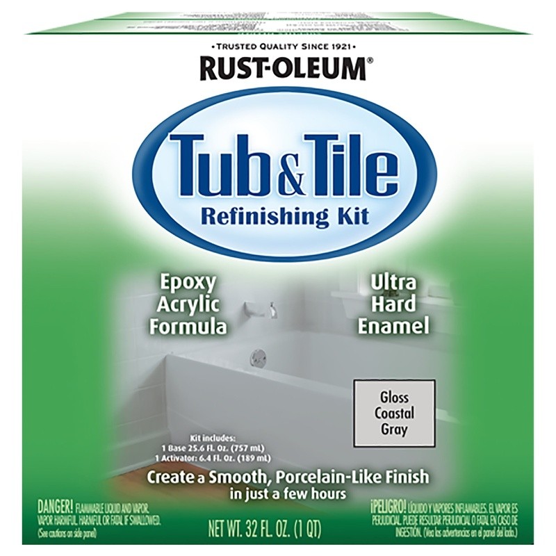 Gloss Tub & Tile Refinishing Kit Durable Epoxy Acrylic Bathroom Surface Renewal