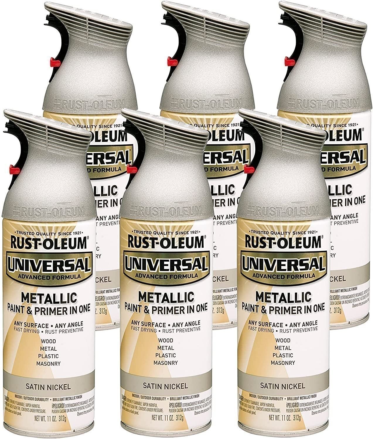 Rust-Oleum 249132-6PK Universal All Surface Metallic Spray Paint, 11 oz, Aged…
