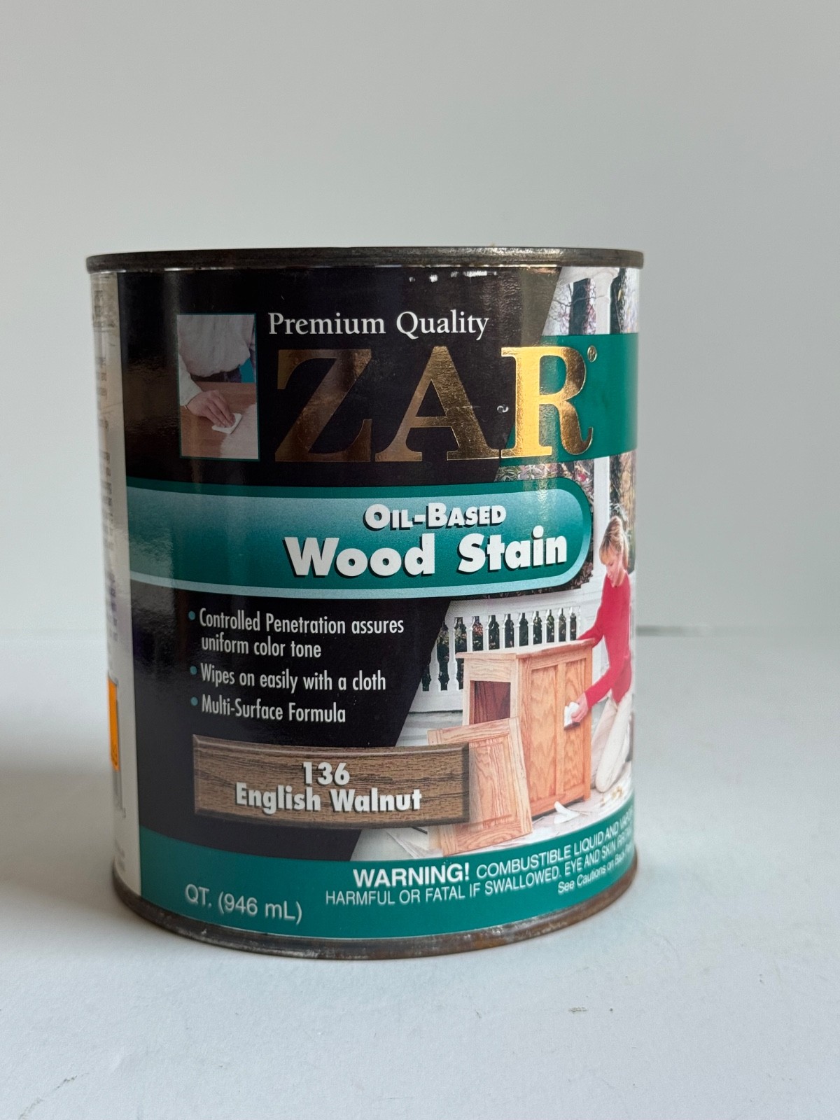 1 Zar Oil Based Wood Stain 136 ENGLISH WALNUT 1 Quart NEW