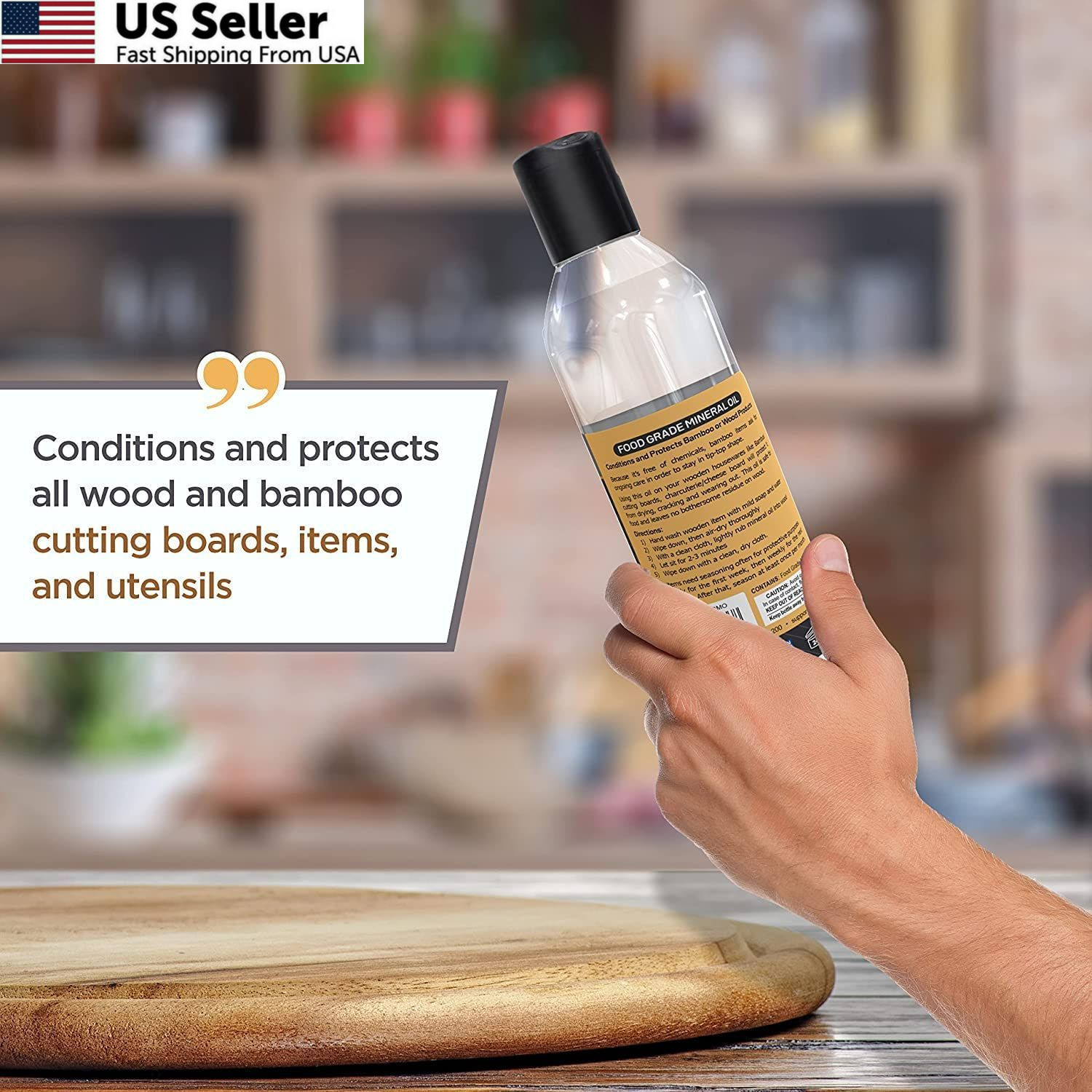 Bambüsi Mineral Oil – 8 oz Food Grade for Wood 8oz, Transparent