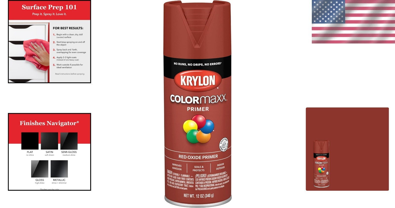 Fast-Drying Krylon COLORmaxx Primer Spray Paint – Red Oxide, DIY Essential 12oz