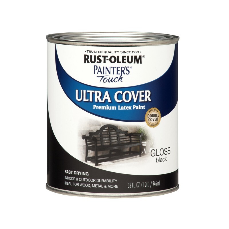 Rust-Oleum Painters Touch Ultra Cover Gloss Black Premium Latex Paint 1 Quart