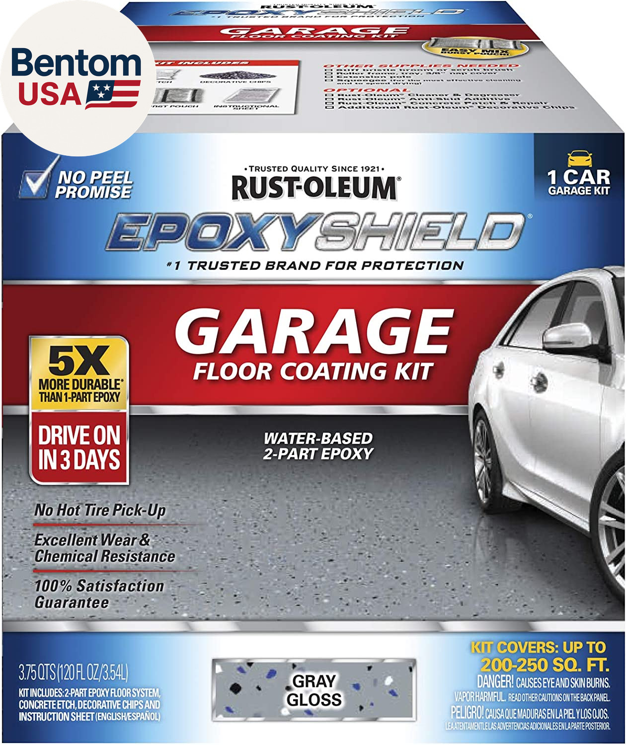 251965 EPOXYSHIELD Garage Floor Coating Kit, 1 Car, Gloss Gray