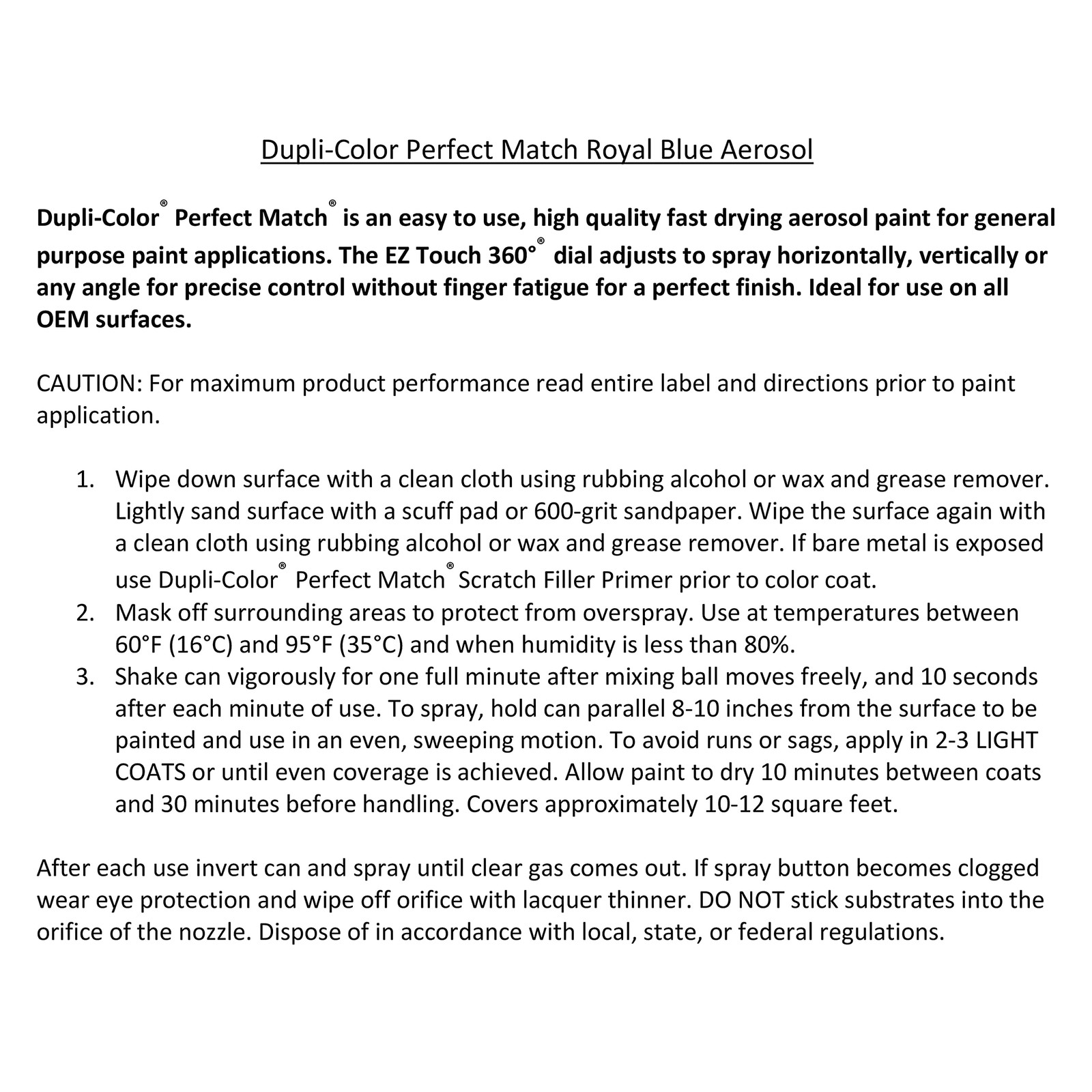 Premium Automotive Paint Royal Blue 8 oz Perfect Color Match