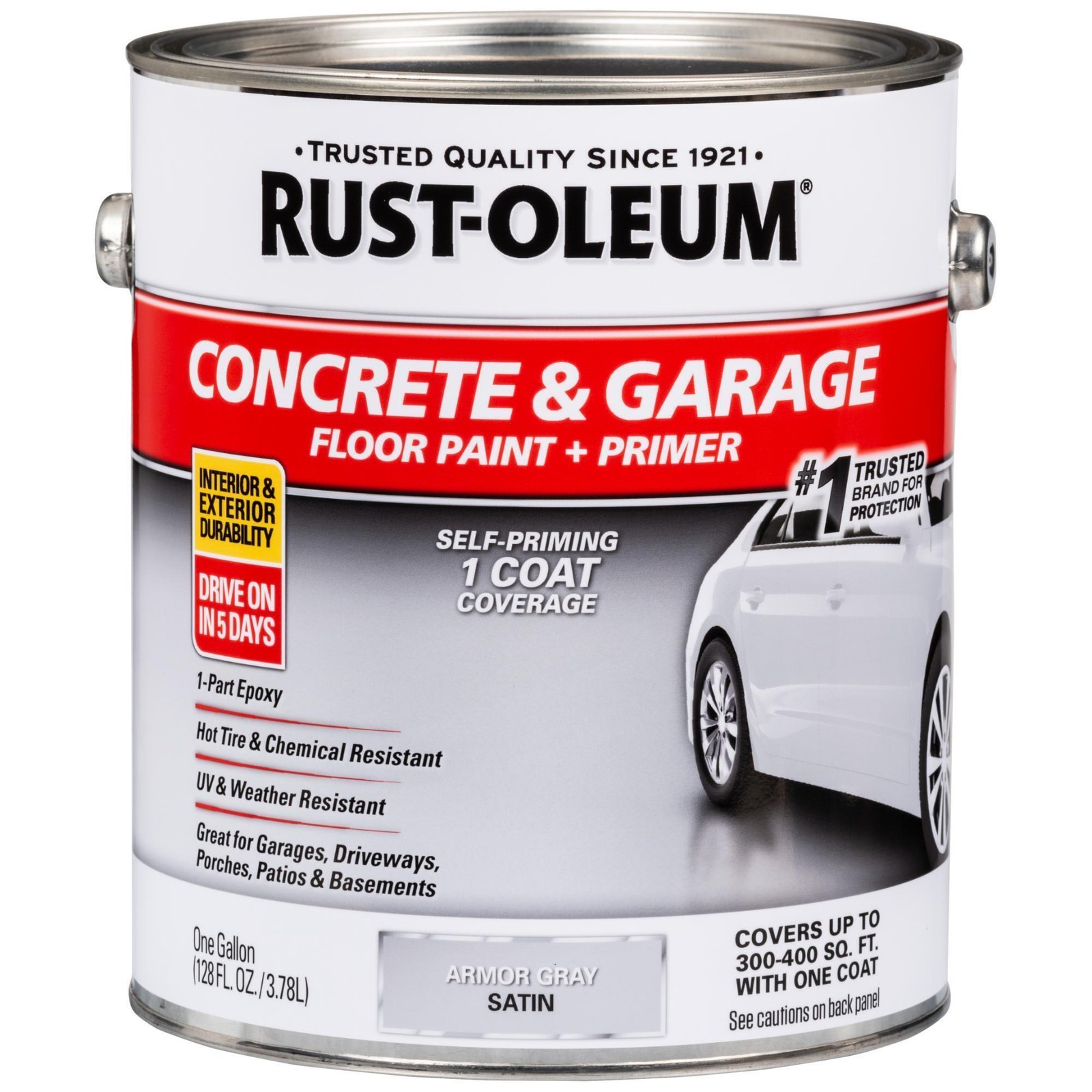 Rust-Oleum Concrete and Garage Floor Paint and Primer, 1-Gal., Acrylic, Satin