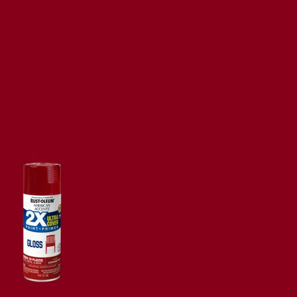 Colonial Red, Rust-Oleum American Accents 2X Ultra Cover Gloss Spray Paint- 12OZ