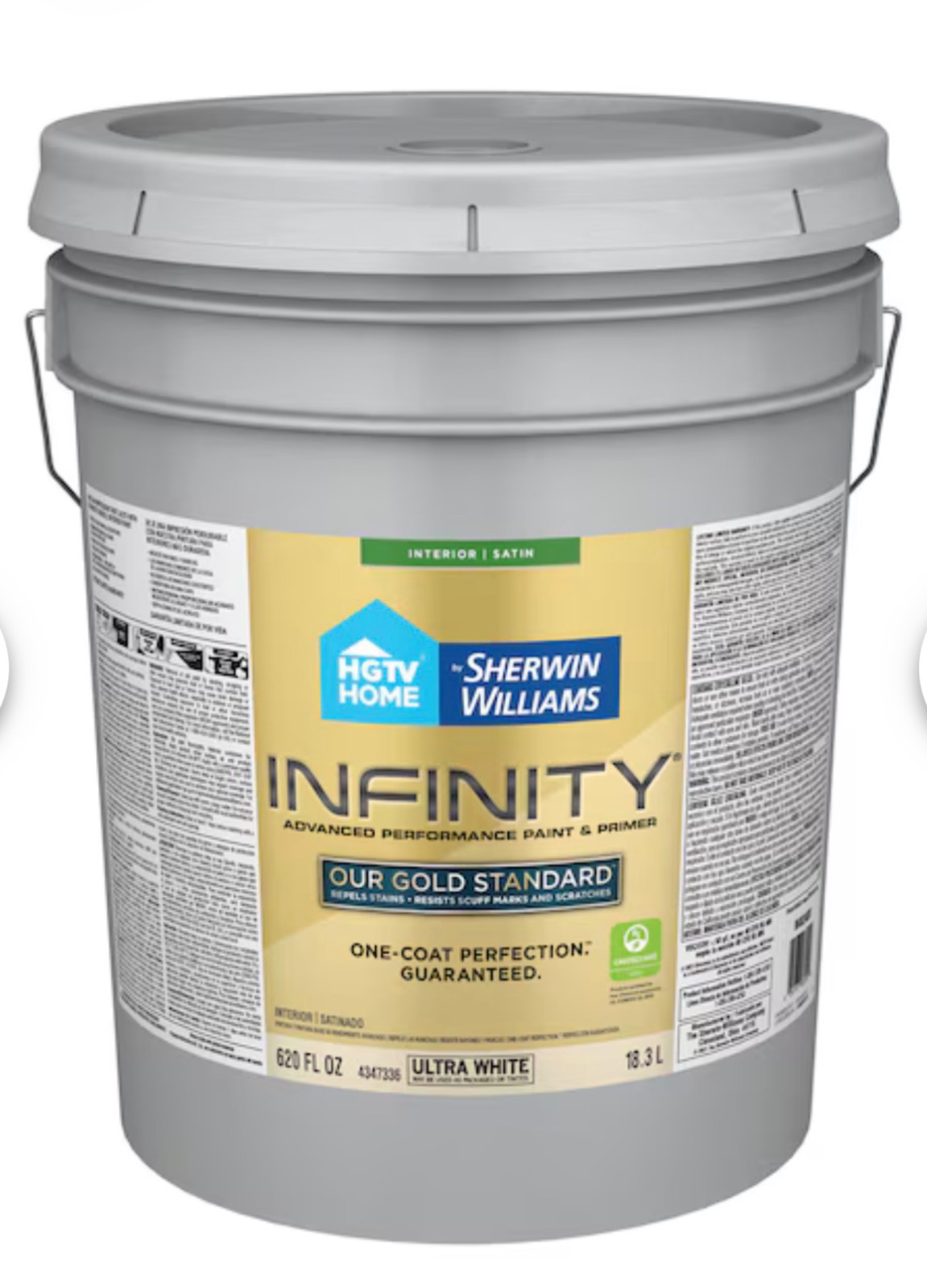 Sherwin Williams Infinity 5 Gallon Bucket Satin Ultra White Paint