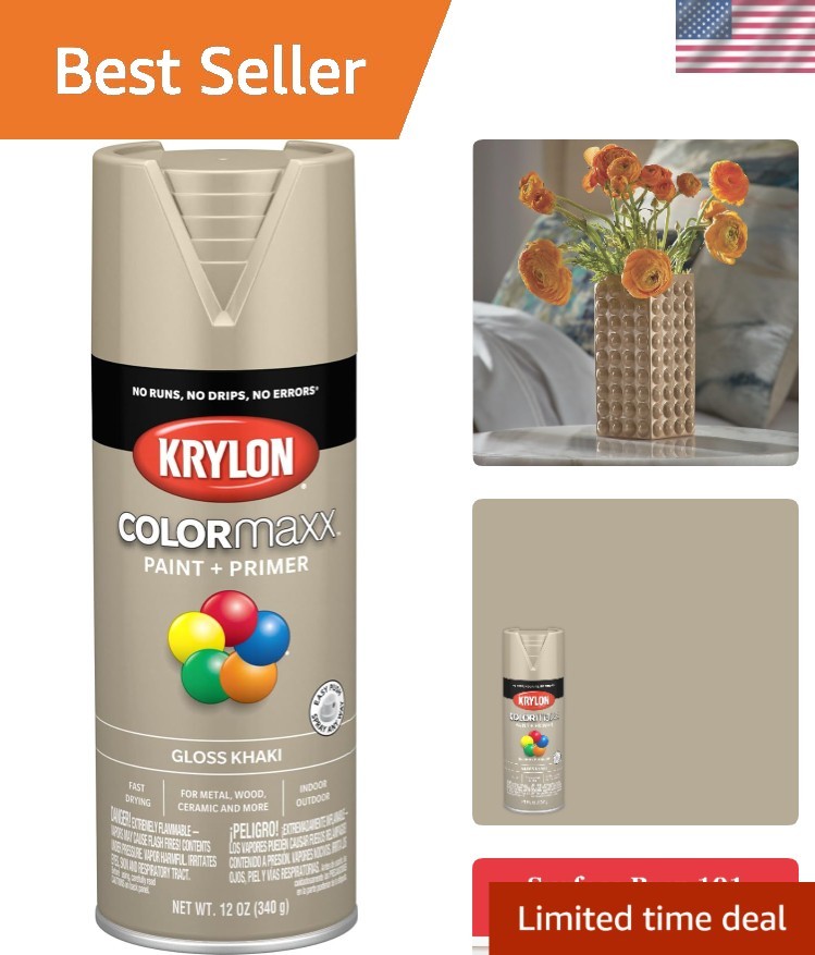 12 Oz. Gloss Khaki Spray Paint – ColorMaxx for Indoor & Outdoor Projects