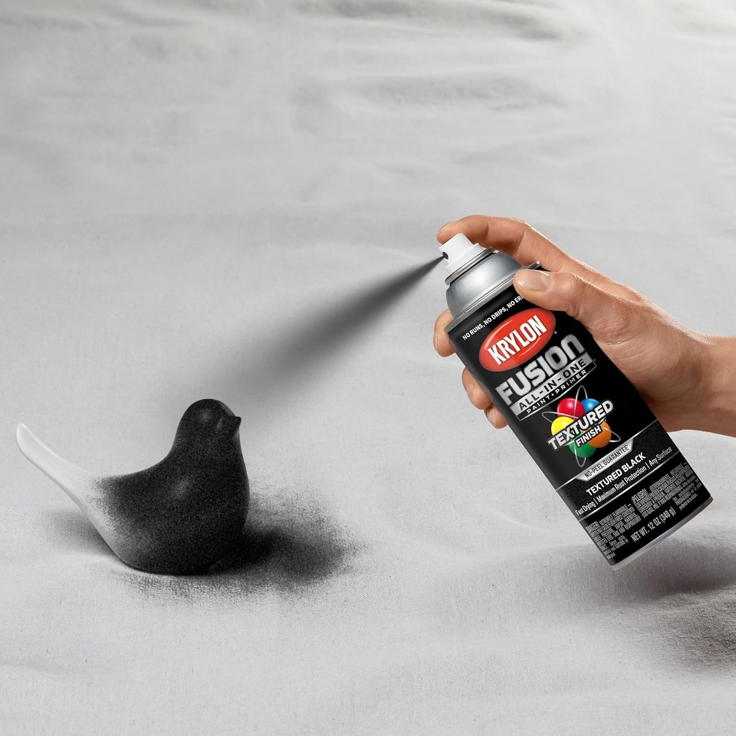 Fusion All-In-One Fast-Drying Adhesive Spray Paint – 12 oz Black, Indoor/Outdoor
