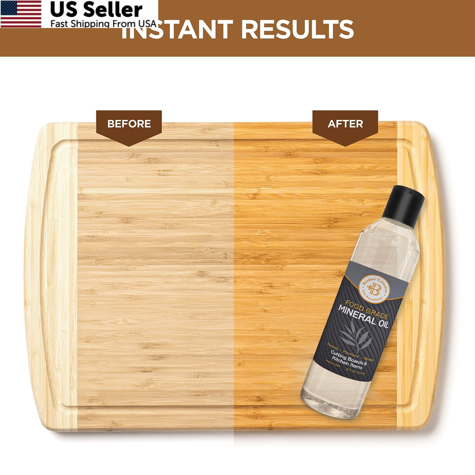 Bambüsi Mineral Oil – 8 oz Food Grade for Wood 8oz, Transparent