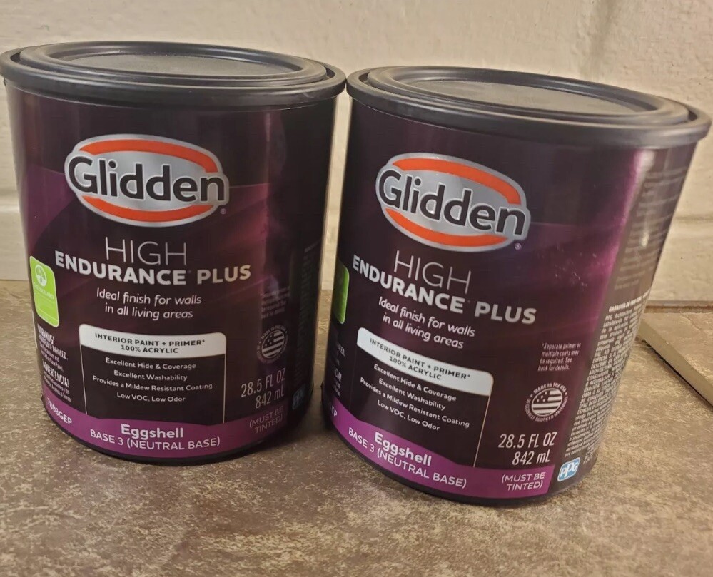 New! 2 Cans Glidden HEP Interior Paint Base – Eggshell Stage/Base 3