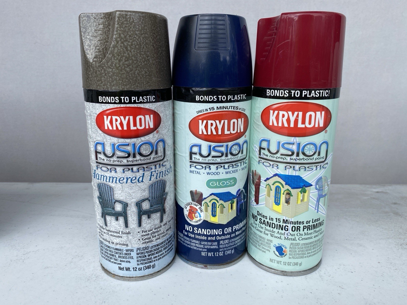 Free Shipping! Lot Of 3! Krylon Fusion for Plastics – Brown, Navy, Burgundy