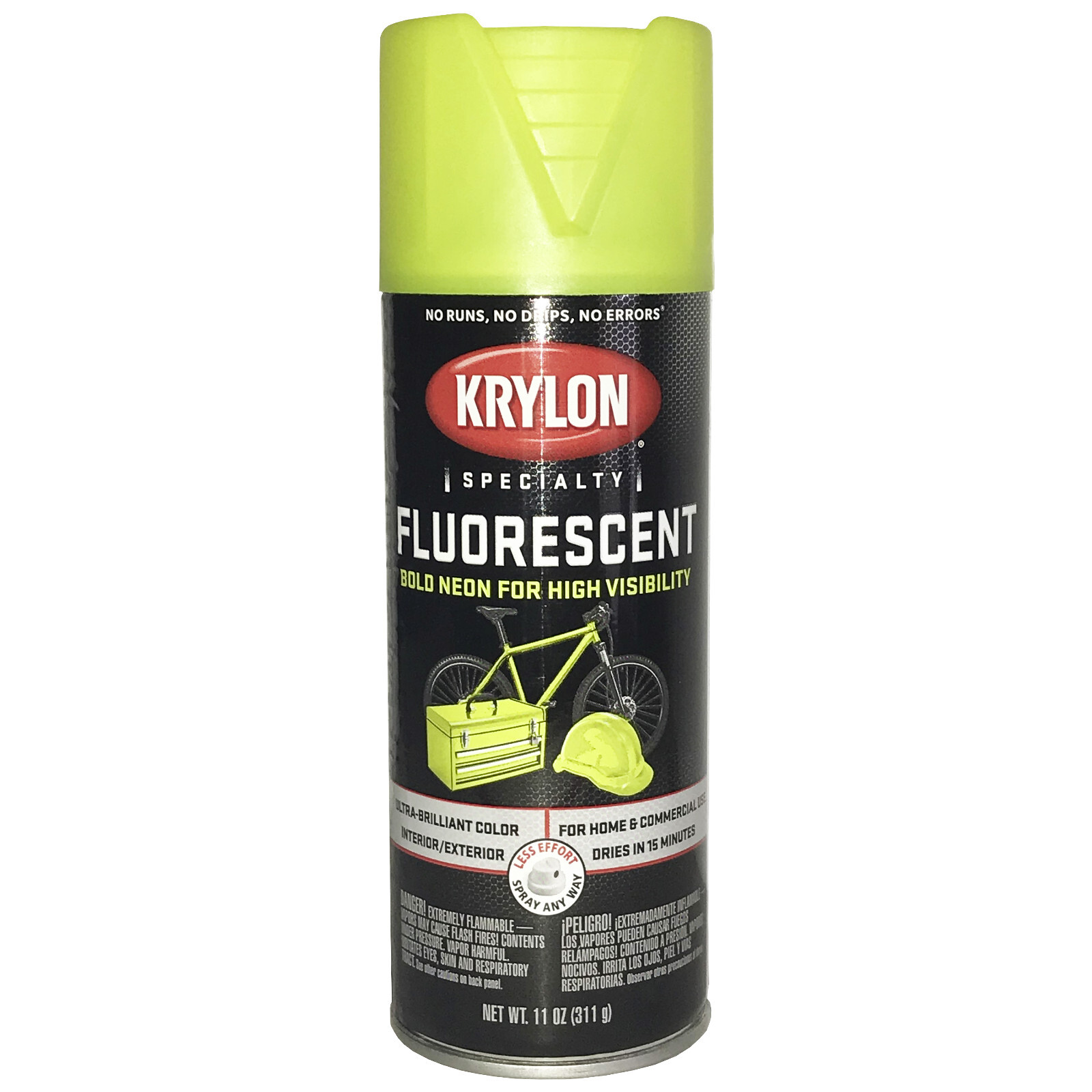 KRYLON FLUORESCENT SPRAY PAINT LEMON YELLOW 3104 Bold Neon Color HIGH VISIBILITY